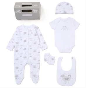 Rock A Bye Baby Organic 5 Piece "Hello Little One" Gift Set with Free Gift Gag